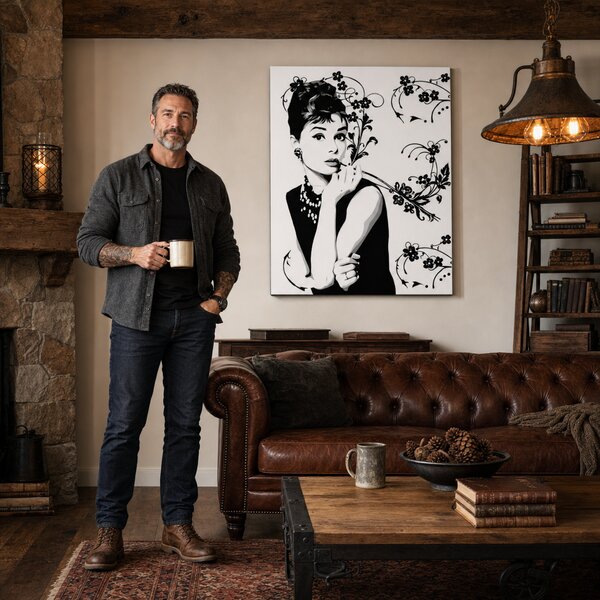Ručně malovaný obraz POP Art Sleva -15% Audrey Hepburn ah4 - 60x80 cm