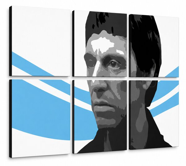 Ručně malovaný obraz POP Art Scarface - AL PACINO 6 dílů al40 - AL PACINO 6 dílný al40 - 90x60 cm