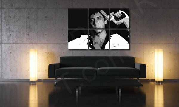 Ručně malovaný obraz POP Art Scarface - AL PACINO 6 dílů al38 - AL PACINO 6 dílný al38 - 90x60 cm