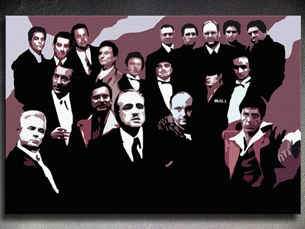Ručně malovaný obraz POP Art Mafiánská rodina 1 kus family2 - 60x40 cm