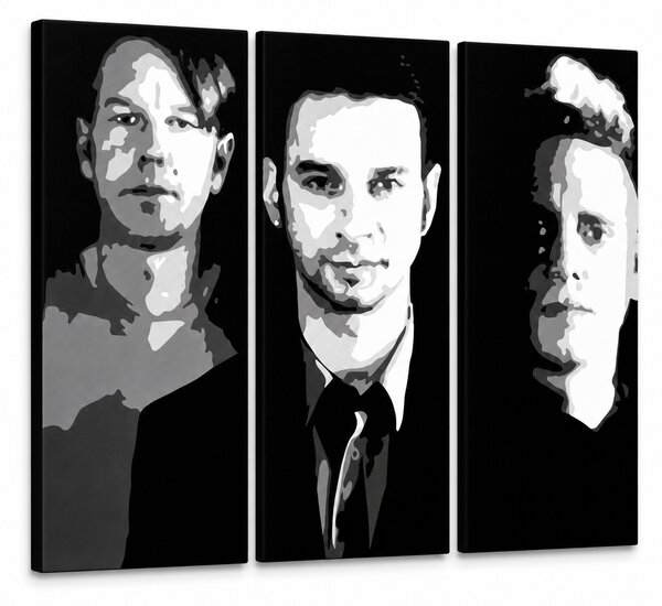 Ručně malovaný obraz Depeche Mode ve stylu POP Art, 3 díly, 000 dep - 60x40 cm