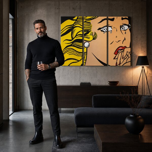Ručně malovaný obraz POP Art LICHTENSTEIN 3 díly li3/x2 - 60x40 cm