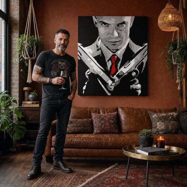 Ručně malovaný obraz POP Art HITMAN 1 díl hit2 - 50x50 cm