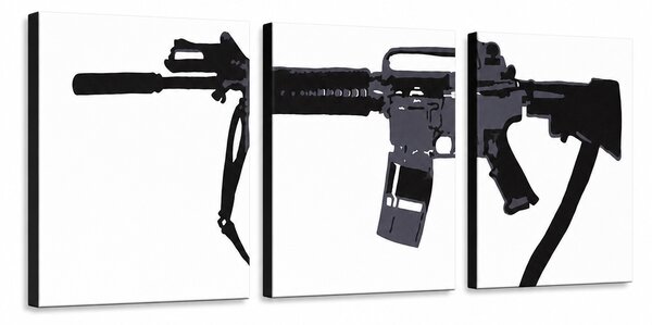 Ručně malovaný obraz POP Art M-16 3 díly m16a4 - 16 dílný 3 dílný m16a4 - 120x40 cm