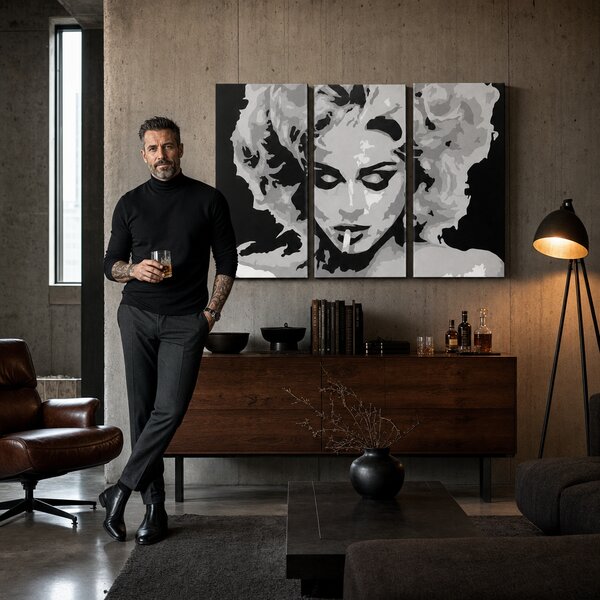 Ručně malovaný obraz POP Art MADONNA 3 díly ma2 - 60x40 cm