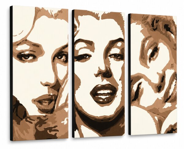 Ručně malovaný obraz POP Art Marilyn MONROE 3 dílný mon1 - 60x40 cm