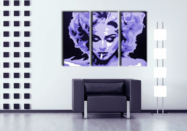 Ručně malovaný obraz POP Art MADONNA, 3dílný obraz 0002 ma - 60x40 cm