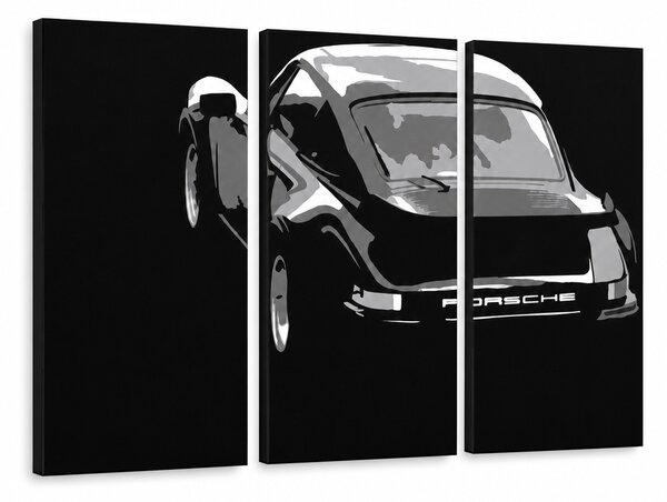 Ručně malovaný obraz POP Art s motivem PORSCHE 911, 3 díly, por4 - 60x40 cm