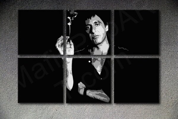 Zjizvená tvář - AL PACINO 6dílný obraz na stěnu POP ART