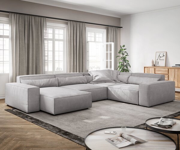 Sirpio XL Sedací souprava 360x260 cm Manšestrová Stříbrná Šedá Variabilní