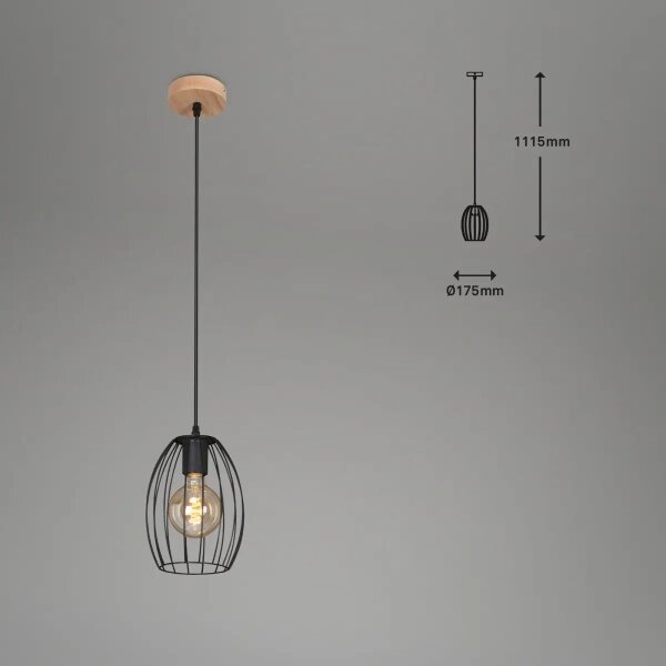Lustr na lanku 1xE27/60W/230V černá