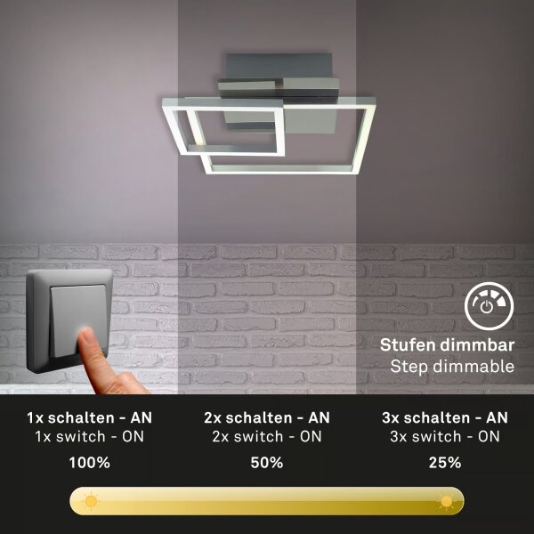 LED Stmívatelné stropní svítidlo LED/12W/230V 3000K matný chrom