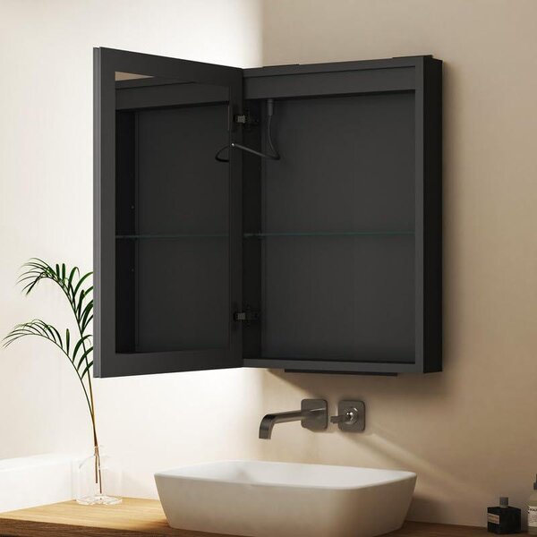 Zrcadlová skříňka s osvětlením, rozměry 40x60 cm, LED, stmívatelná, koupelnová skříňka, zrcadlo, skříňka na léky s funkcí proti zamlžování, skleněná polička