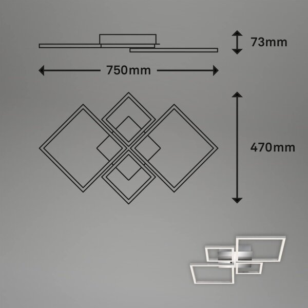 LED Stmívatelné stropní svítidlo LED/42W/230V 3000K matný chrom
