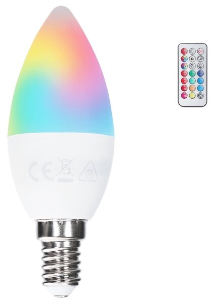 LED RGBW Žárovka C37 E14/4,8W/230V 3000K + DO - Aigostar