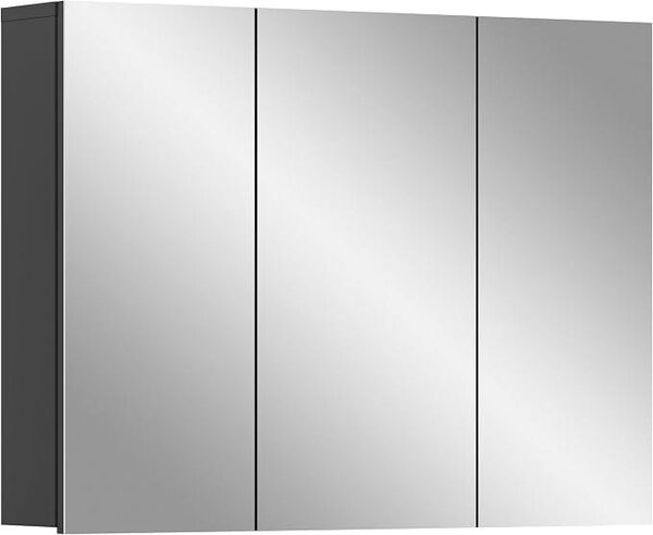 - Zrcadlová skříňka Soft, rozměry 80x60x15 cm, přední část s zrcadlem, korpus šedý. - Zrcadlová skříňka do koupelny – moderní, praktická a funkční