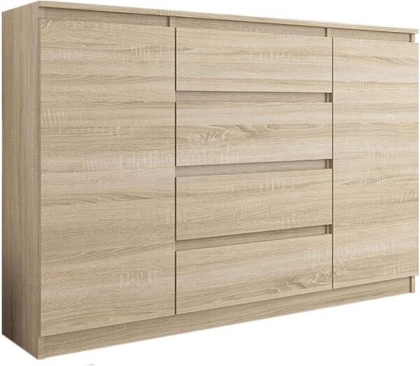 Komoda se skříňkami a zásuvkami, Imitace Sonoma, rozměry 140 x 40 x 98 cm - Modern R140S4