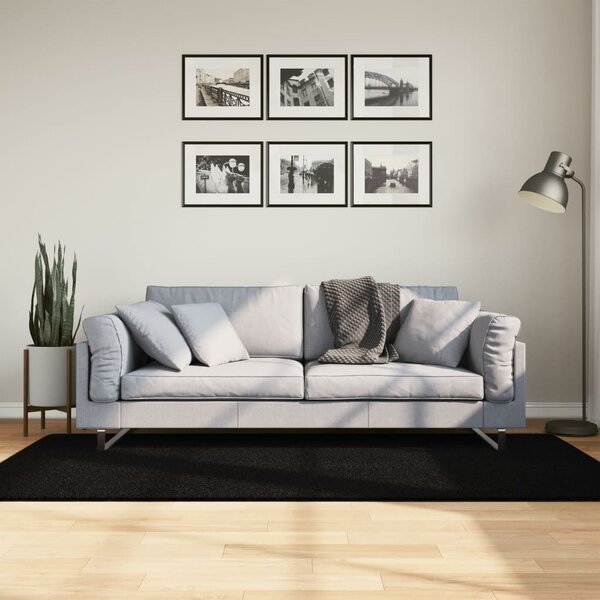Koberec HUARTE krátký vlas měkký a pratelný černý 100x200 cm