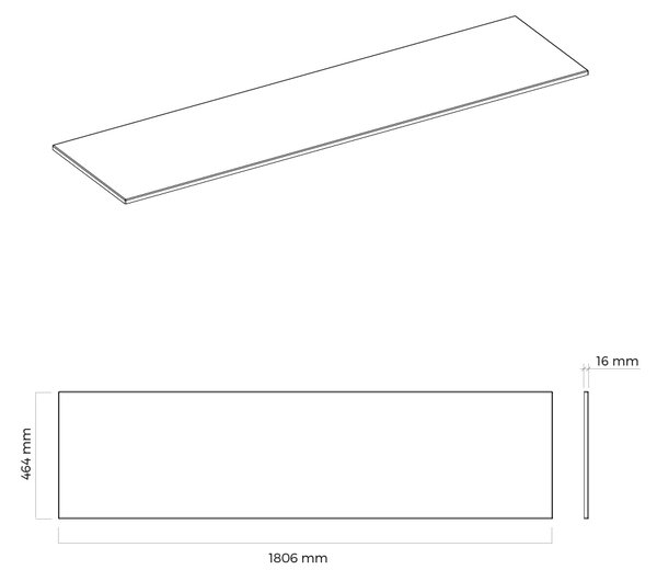 Oltens Vernal deska na skříňku 180.6x46.4 cm černá 63009300