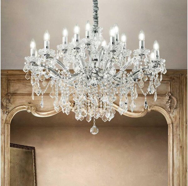 Ideal Lux - Křišťálový lustr na řetězu FLORIAN 18xE14/40W/230V pr. 86 cm čirá