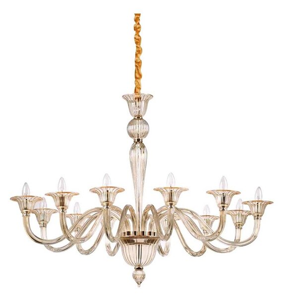 Ideal Lux - Lustr na řetězu BRIGITTA 12xE14/40W/230V pr. 120 cm mosaz