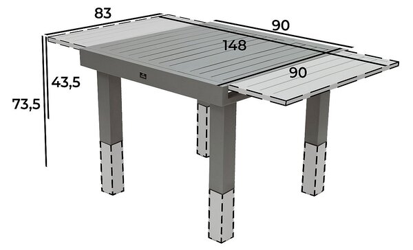 Hliníkový stůl rozkládací i výškově nastavitelný 90/150x90 cm TITANIUM (2v1)