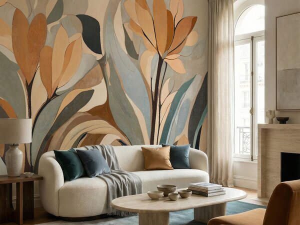 FUGU Designová botanická art tapeta – Emil's Bloom Materiál: Digitální eko vlies - klasická tapeta nesamolepicí
