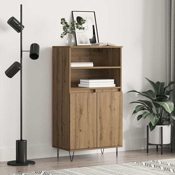Vysoká komoda, barva hnědá, rozměry 60 x 36 x 110 cm, materiál: dřevovláknitá deska. Vysoká skříň, boční komoda, kuchyňská úložná skříň, skříň do koupelny, skříň do předsíně nebo obývacího pokoje. Číslo produktu: 879620