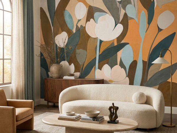 FUGU Designová květinová art tapeta – Emil's Meadow Materiál: Digitální eko vlies - klasická tapeta nesamolepicí