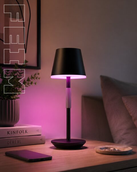 8719514404595 Philips HUE Go přenosná dotyková stolní lampička LED 36cm 6,2W/530lm CCT RGB IP54 černá bluetooth včetne baterie