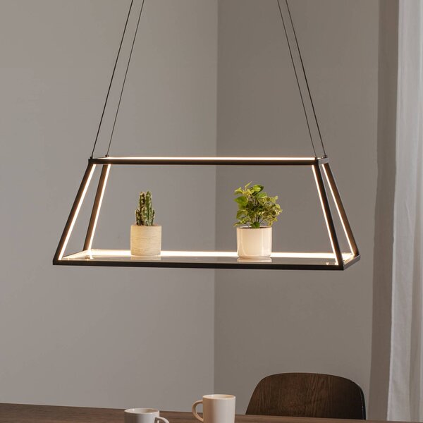 Lucande LED závěsné svítidlo Mensola, černá, hliník, 75 cm, stmívatelný, Černá, Obývací pokoj / jídelna, Hliník, Moderní