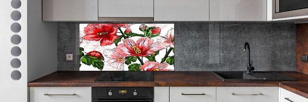 Skleněný panel do kuchynské linky Ibišek pksh-65039906