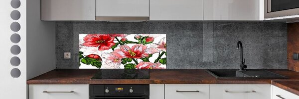 Skleněný panel do kuchynské linky Ibišek pksh-65039906