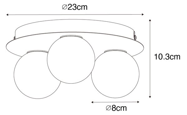 Moderní stropní svítidlo do koupelny ocelové 3-světlo - Cederic