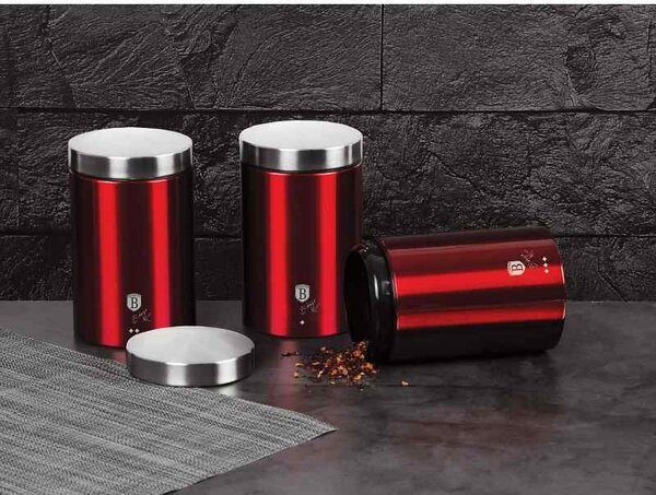 BERLINGERHAUS Dóza na potraviny sada 3 ks Burgundy Metallic Line BH-1343