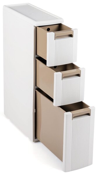 KOMFOTTEU Nástěnná skříňka do výklenku, šířka 18 cm, úzká komoda s 3 zásuvkami
