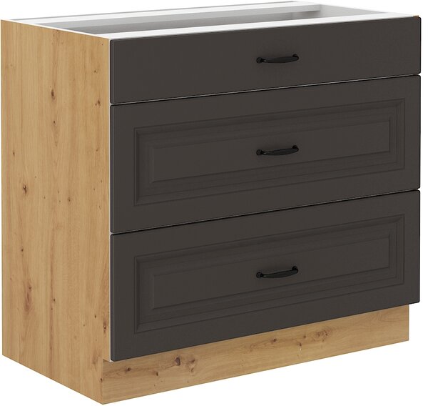 STOLARz 80 cm skříňka dolní se 3 zásuvkami STILO Barevné provedení STILO: Dub Artisan / Grafit