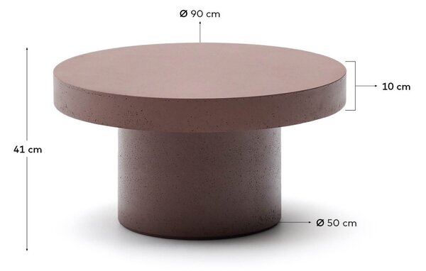 Kave Home Terakotově červený cementový zahradní stolek Aiguablava 90 cm