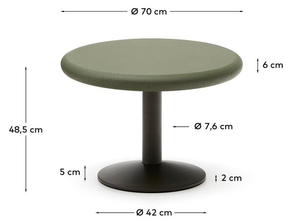 Zelený cementový zahradní stolek Kave Home Esilda 70 cm