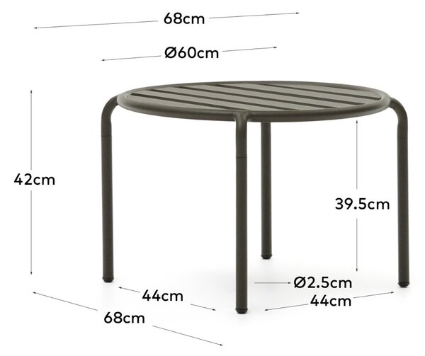 Kave Home Tmavě zelený kovový zahradní stolek Joncols 60 cm