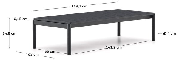 Šedý zahradní konferenční stolek Kave Home Sorells 149 x 63 cm