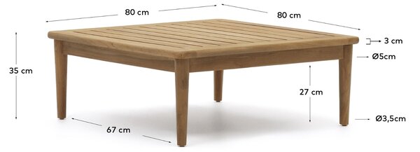 Teakový zahradní konferenční stolek Kave Home Portitxol 80 x 80 cm