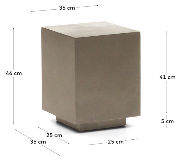 Kave Home Šedý cementový zahradní stolek Rustella 35 x 35 cm