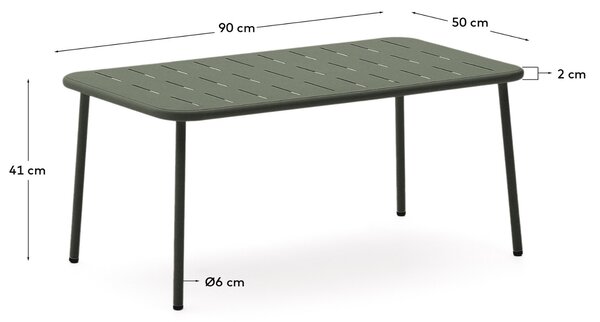 Kave Home Zelený kovový zahradní stolek Zivia 90 x 50 cm