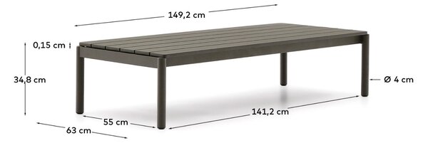 Zelený zahradní konferenční stolek Kave Home Sorells 149 x 63 cm