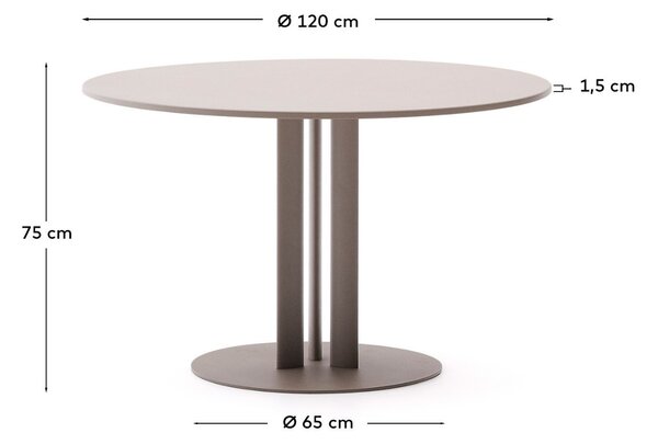 Béžovošedý zahradní jídelní stůl Kave Home Sedalis 120 cm