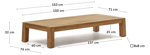 Teakový zahradní konferenční stolek Kave Home Forcanera 153 x 76 cm