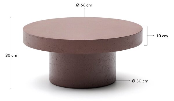 Kave Home Terakotově červený cementový zahradní stolek Aiguablava 66 cm