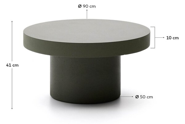 Kave Home Zelený cementový zahradní stolek Aiguablava 90 cm