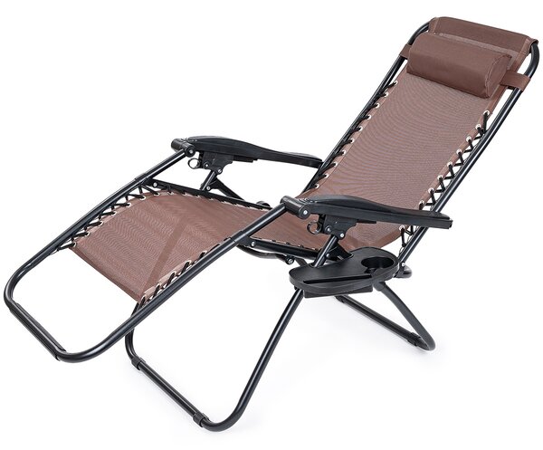 4Home Zahradní plážové polohovací křeslo Relax, hnědá